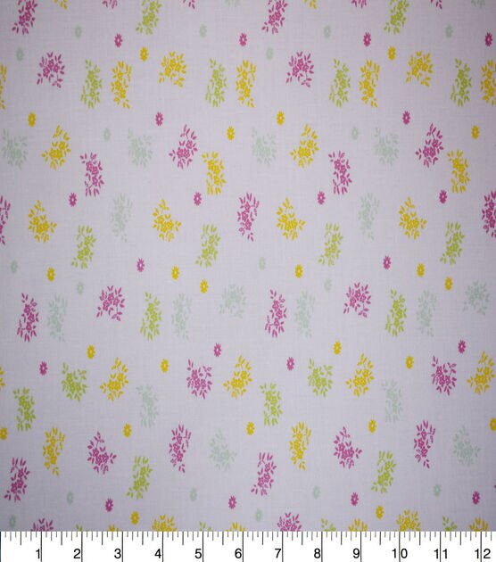 Multicolor Floral on White Quilt Cotton Fabric by Quilter's Showcase