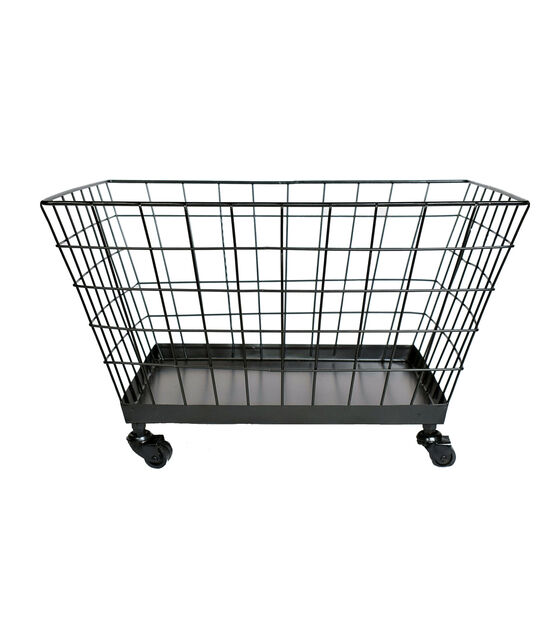 20" x 14" Black Wire Basket With Wheels by Hudson 43, , hi-res, image 2