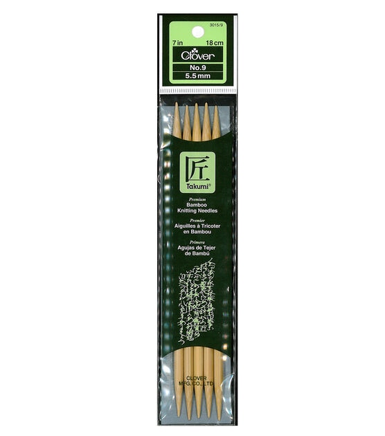 Clover Bamboo Double Point Knitting Needles 7'' - Size 9