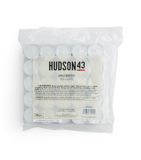 100pk White Unscented Pressed Tealights by Hudson 43