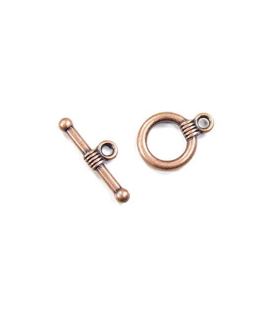6ct Oxidized Copper Metal Wrap Ball Toggle Clasps by hildie & jo