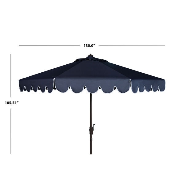 Safavieh 11' Navy & White Venice Crank Patio Umbrella, , hi-res, image 5