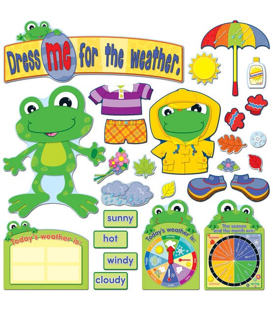 Carson Dellosa 164ct Funky Frog Weather Bulletin Board Set