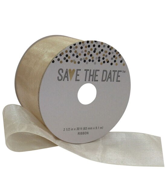 Save the Date 2.5'' X 30' Ribbon Champagne Sheer