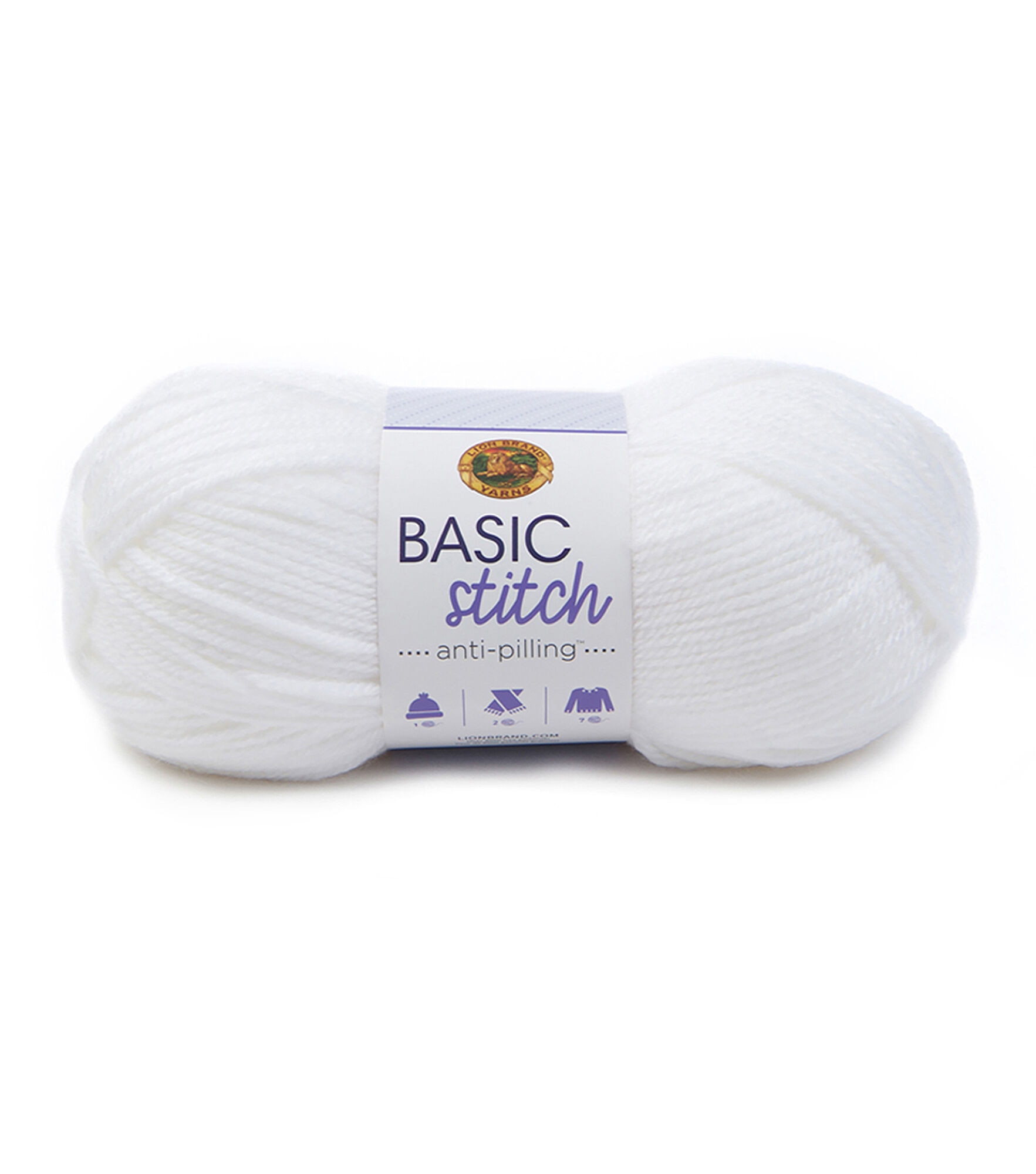Lion Brand Basic Stitch Anti Pilling Worsted Acrylic Yarn, White, hi-res