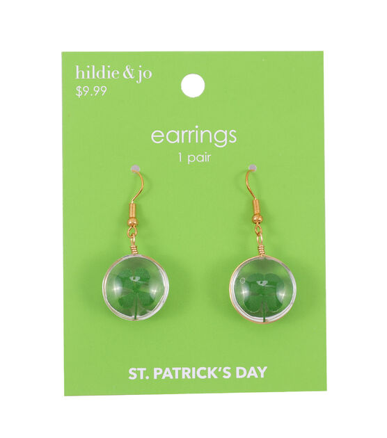 1.5" St. Patrick's Day Shamrock Glass Earrings by hildie & jo
