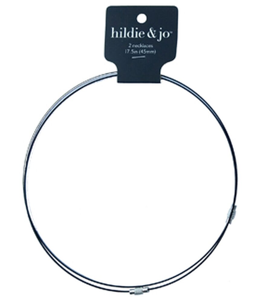 17.5" Black Wire Necklaces With Barrel Screw Clasps 2pk by hildie & jo, Black, swatch