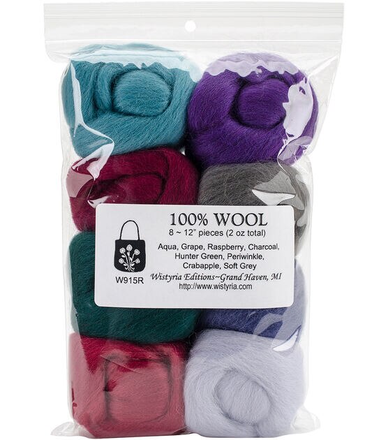 Wistyria Editions .22oz Ultra Fine Needle Felting Roving Wool 8ct, , hi-res, image 1