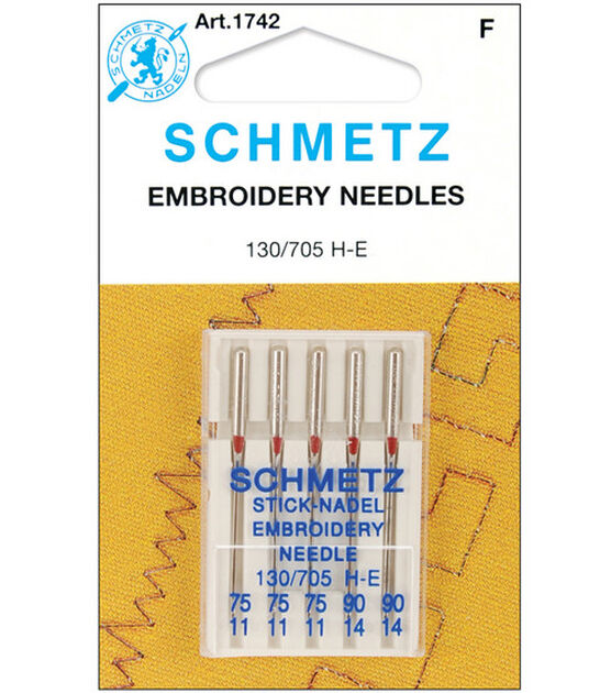 Schmetz Embroidery Machine Needles 5/Pk- Sizes 11/75,14/90