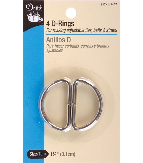 Dritz 1-1/4" D-Rings, Black, 4 pc, , hi-res, image 1