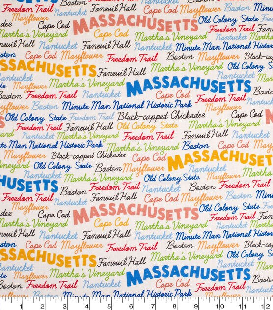 Massachusetts Cotton Fabric Words