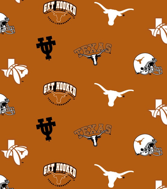 University of Texas Longhorns Fleece Fabric Allover Orange