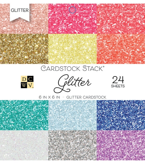 DCWV Pack of 24 6''x6'' Cardstock Stack Glitter
