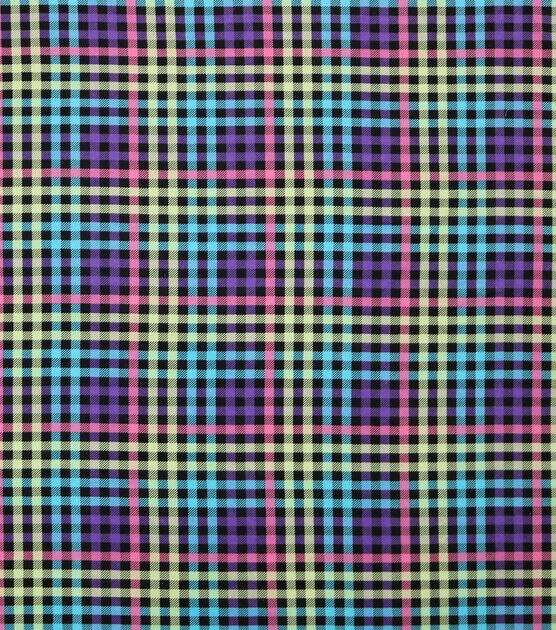 Neon Plaid On Black Super Snuggle Flannel Fabric