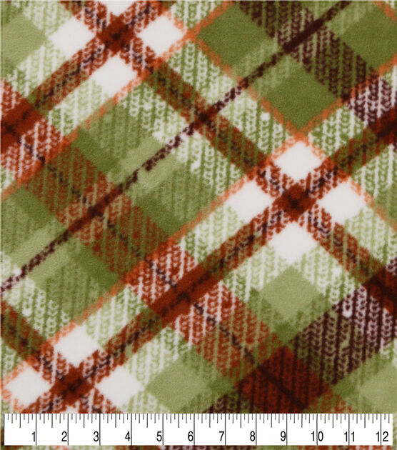Green & Brown Plaid Anti Pill Fleece Fabric, , hi-res, image 3