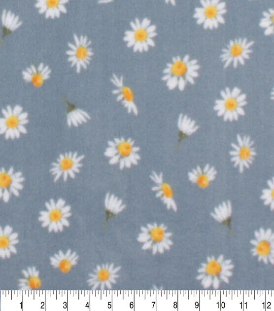 Daisies on Blue Anti Pill Fleece Fabric