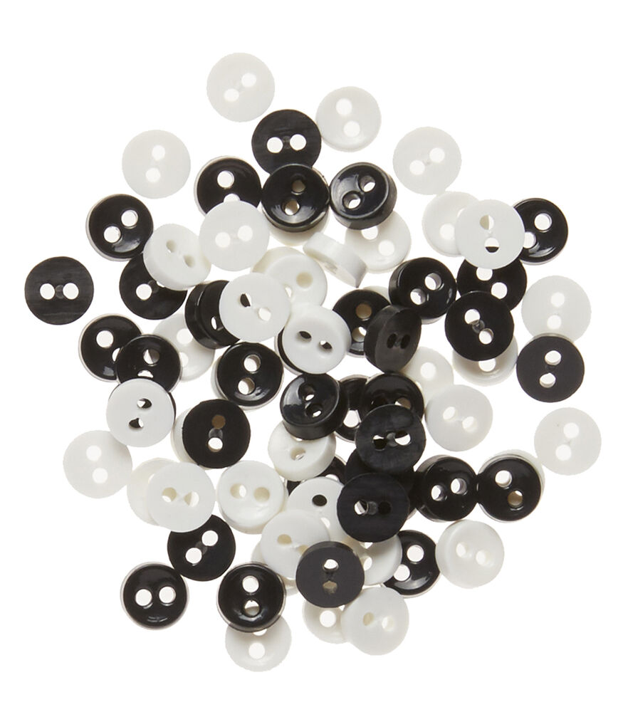 Favorite Findings 75ct Christmas Round 2 Hole Buttons, Black & White, swatch