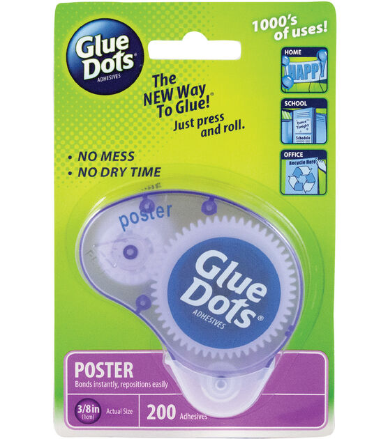 Glue Dots .375" Poster Dot Disposable Dispenser 200 Clear Dots