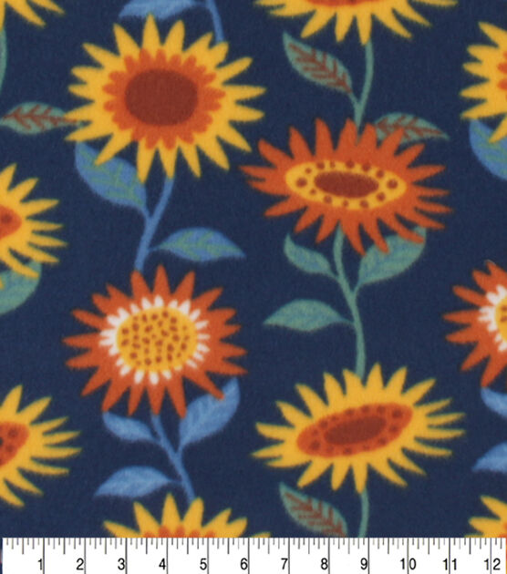 Blizzard Fleece Sunflowers On Navy Fabric, , hi-res, image 3