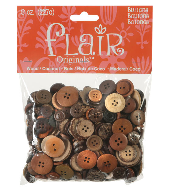 Flair Originals 8oz Wood & Coconut Sew Thru Buttons