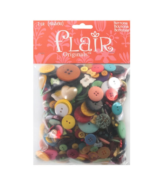 Flair Originals 1lb Multicolor Assorted Buttons