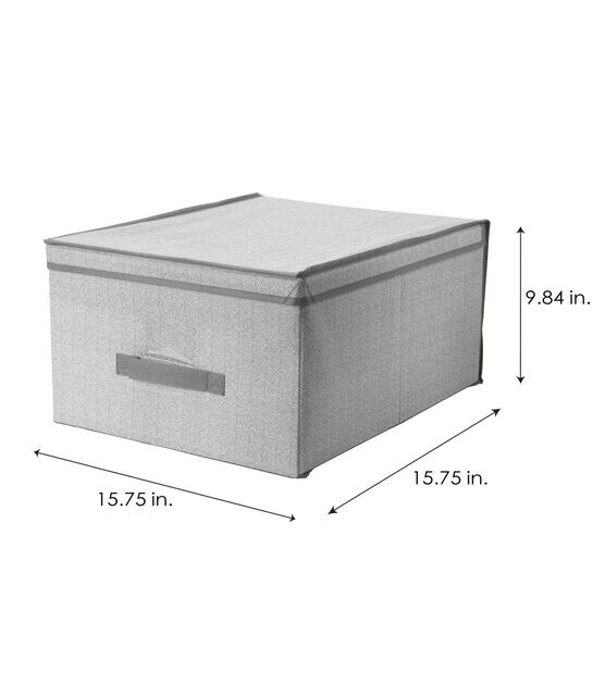 Simplify 16" x 20" Gray Storage Box With Handle, , hi-res, image 3