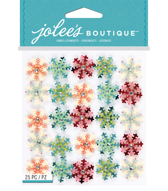 Jolee's Boutique 25 Pack 4''x4.5'' Stickers Mini Snowflake