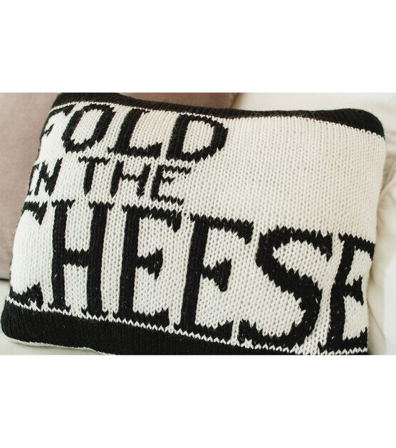 Lion Brand Schitt's Creek Fold In The Cheese Pillow Knitting Kit, , hi-res, image 3