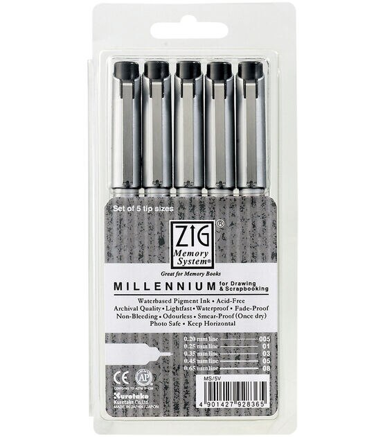 Zig Memory Millennium Markers 5PK Black