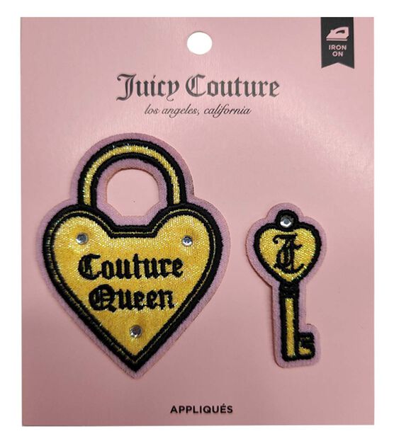 Juicy Couture 2ct Heart Lock & Key Iron On Appliques