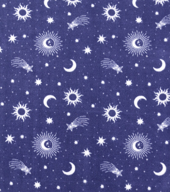 Celestials on Purple Anti Pill Fleece Fabric