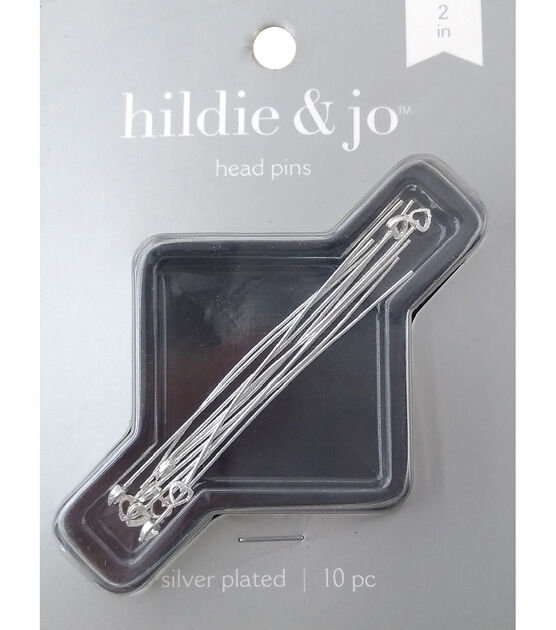2" Silver Plated Metal Heart Head Pins 10pk by hildie & jo