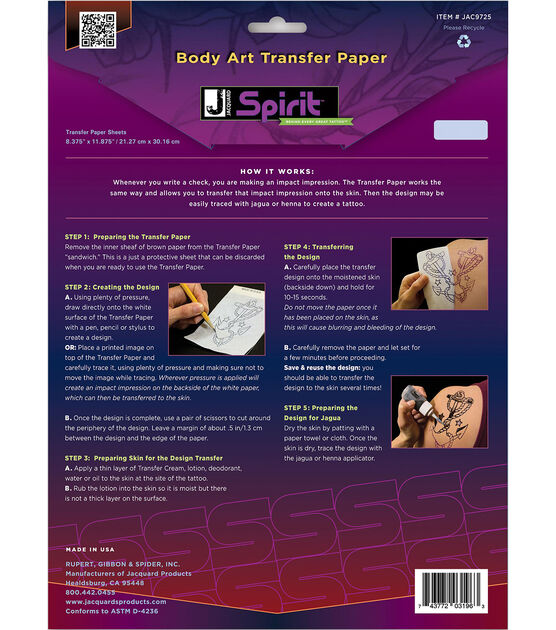 Body Art Transfer Paper 8.375''x11.875'' 10pk JOANN