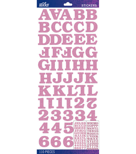 Sticko Light Pink Bookman Glitter Alphabet Stickers