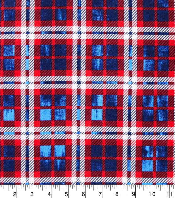 Blue & Red Tartan Plaid Super Snuggle Flannel Fabric, , hi-res, image 2
