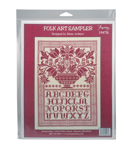 Imaginating 10" x 15" Folk Art Sampler Counted Cross Stitch Kit