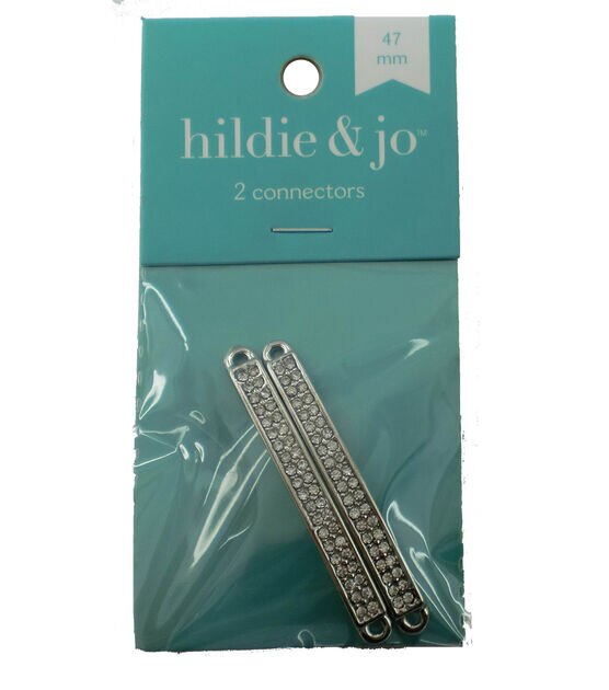 47mm Silver & Clear Rhinestone Connectors 2pk by hildie & jo