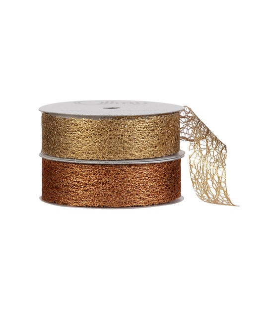 Offray 7/8" x 9' Metallic Webbed Woven Ribbon, , hi-res, image 1