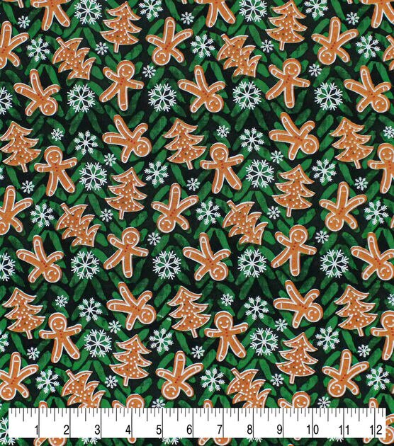 Gingerbread Cookies & Snowflakes Christmas Cotton Fabric, , hi-res, image 3