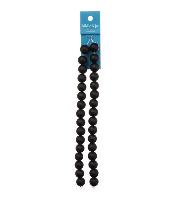 14" Black Round Glass Strung Beads by hildie & jo