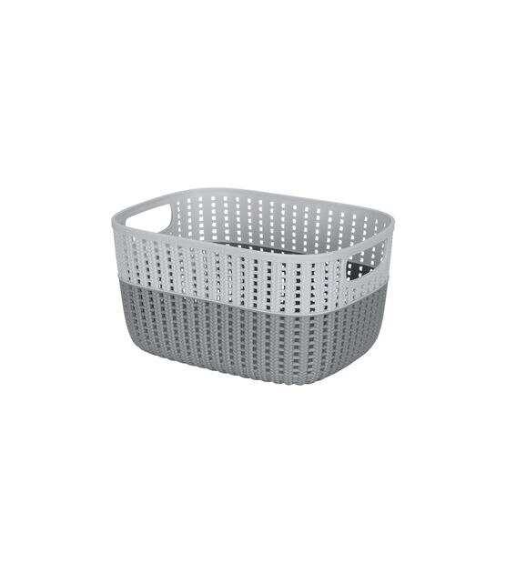 Simplify 11" x 9" Gray 2 Tone Decorative Storage Basket