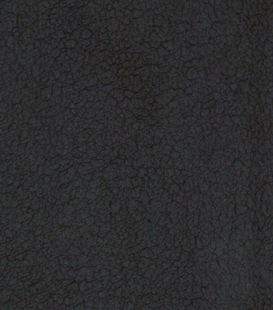 Solid Faux Fur Sherpa Fabric, Black, swatch, image 33