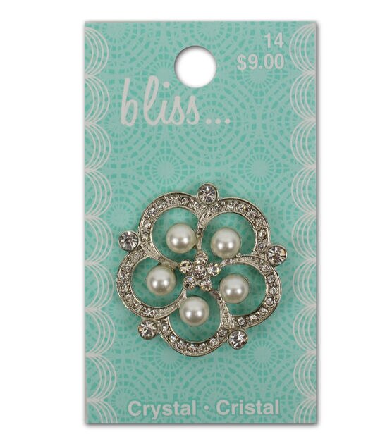 Bliss 1 1/2" Crystal & Pearl Button