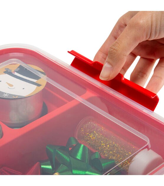 Simplify 9.5" x 4.5" Red 5 Compartment Gift Supply Storage Box, , hi-res, image 4