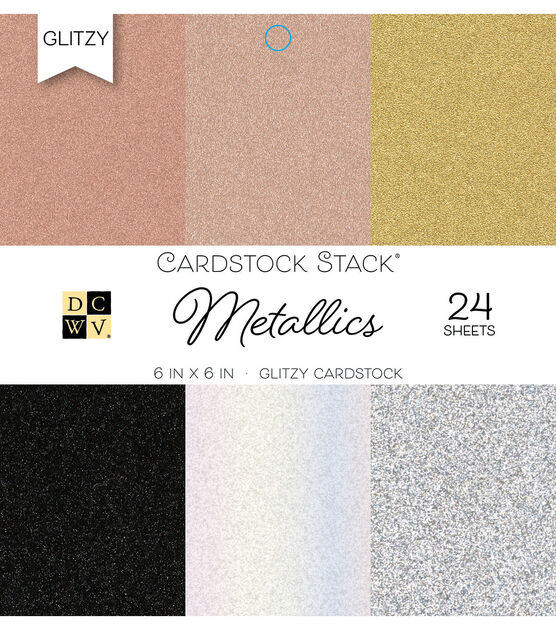 DCWV 24 Sheet 6" x 6" Metallics Glitzy Cardstock Pack