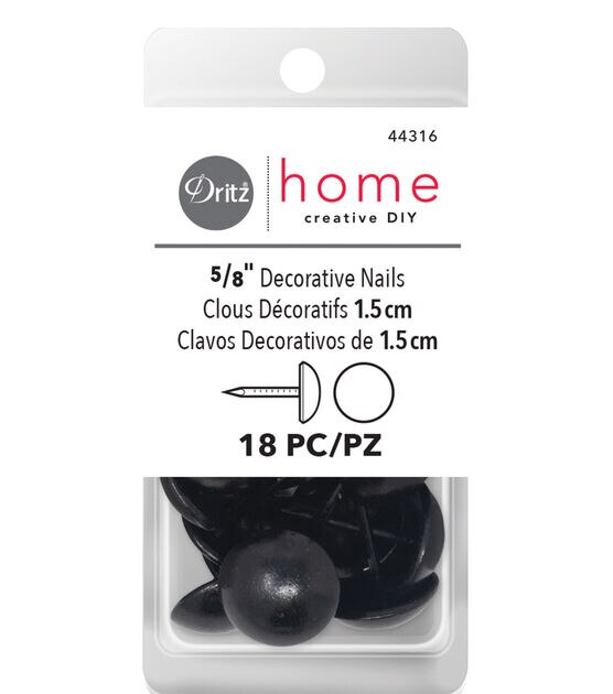 Dritz Home 18ct Decorative Nails Smooth Black