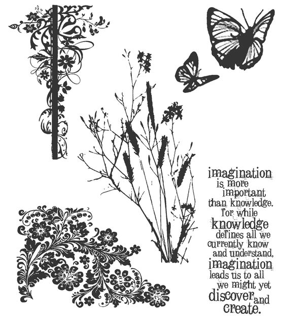 Tim Holtz 8.5" x 7" Nature's Discovery Cling Red Rubber Stamp Sheet