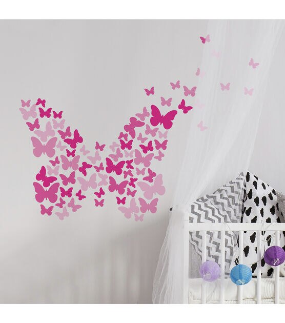RoomMates Wall Decals Pink Flutter Butterflies, , hi-res, image 4