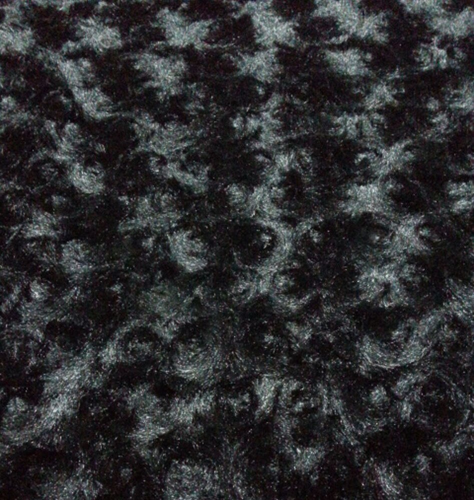 Faux Fur Fabric Swirl Design, Black, swatch