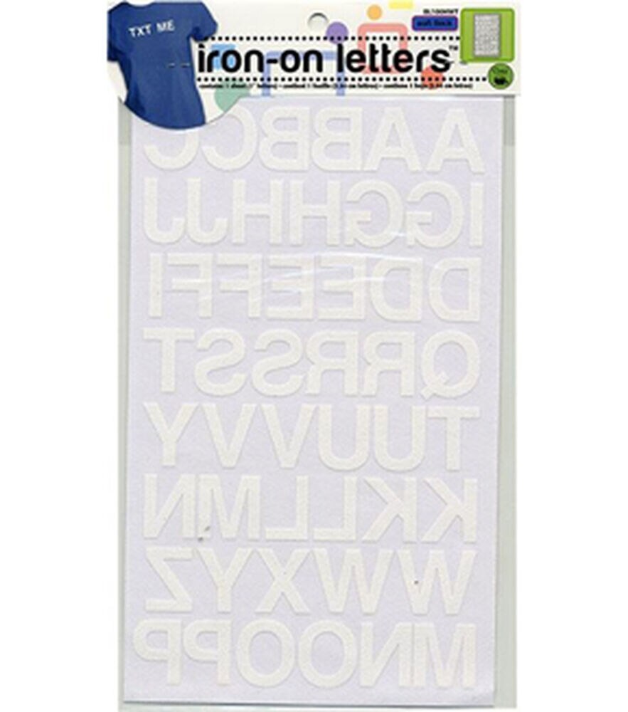 Dritz 1" Iron-on Letters, Soft Flock, Black, White, swatch